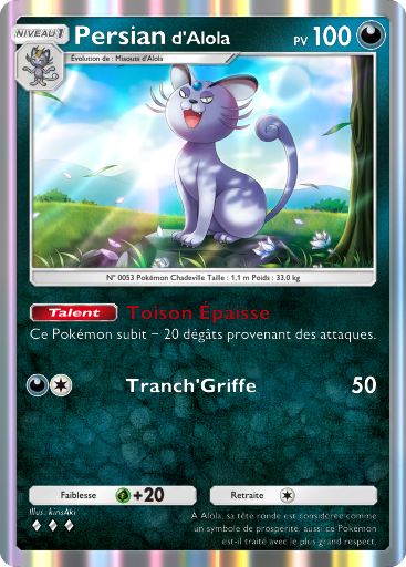 Carte Pokémon TCG Pocket Gardiens Astraux Persian (d'Alola)